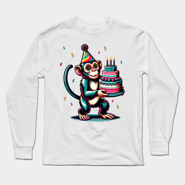 Birthday Monkey Long Sleeve T-Shirt by Art_Boys